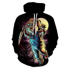 New to the horror movie role-playing doll Chucky Fashion men's hoodie 3D printed clown casual couple hooded sweatshirt pullover