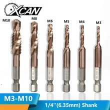 XCAN M3-M10 метрический винт Сверло HSS TiCN покрытием спиральный резьбовой кран набор для приготовления чая 1/4 мм винтовой зажим Метчик