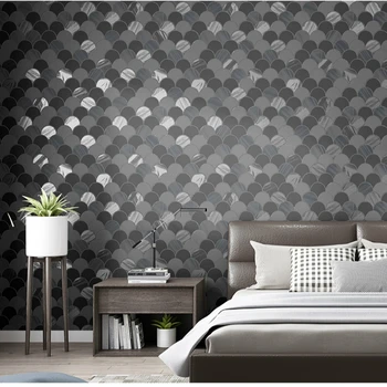 

Modern Fashion Design Circle Pattern Wall Paper Blue Gray Beige Wallpaper Bedroom Living Room Furniture Decoration