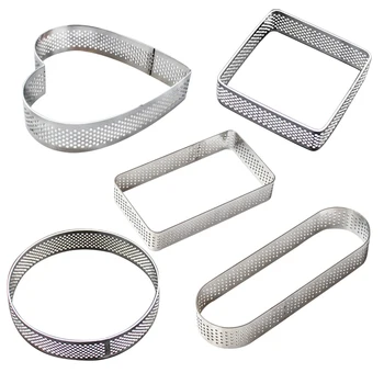 

5 Shapes Decorating Tool Heat Resistant Cake Mousse Pastry Stainless Steel Dessert Baking Tart Ring Fruit Pie Molds Perforated