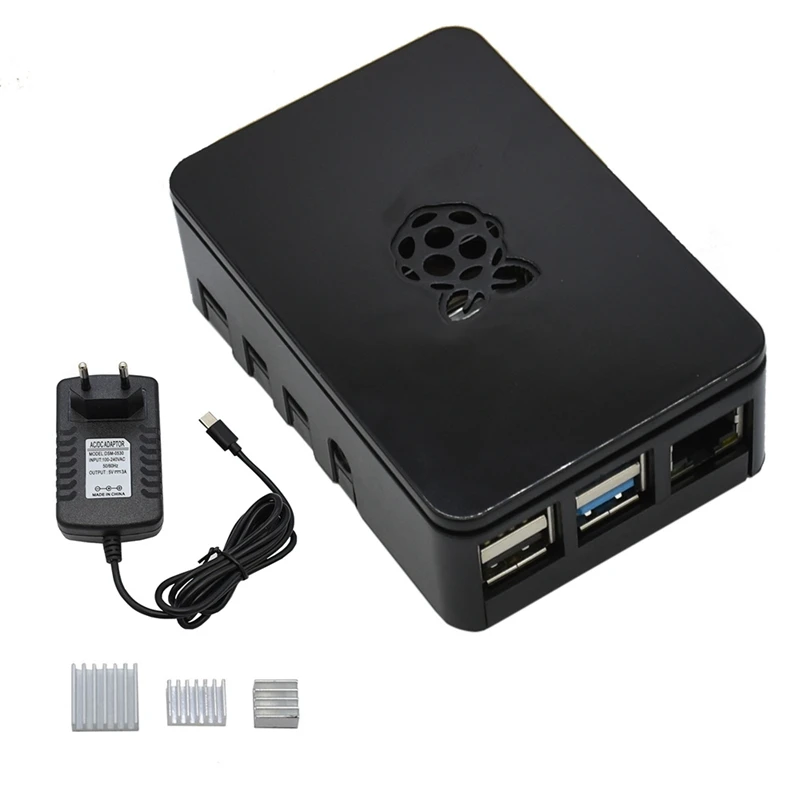 Для Raspberry Pi 4 Модель B ABS чехол 2G Оперативная память DIY Kit с серебряной радиатора 5V 3A Мощность адаптер для Raspberry Pi 4B