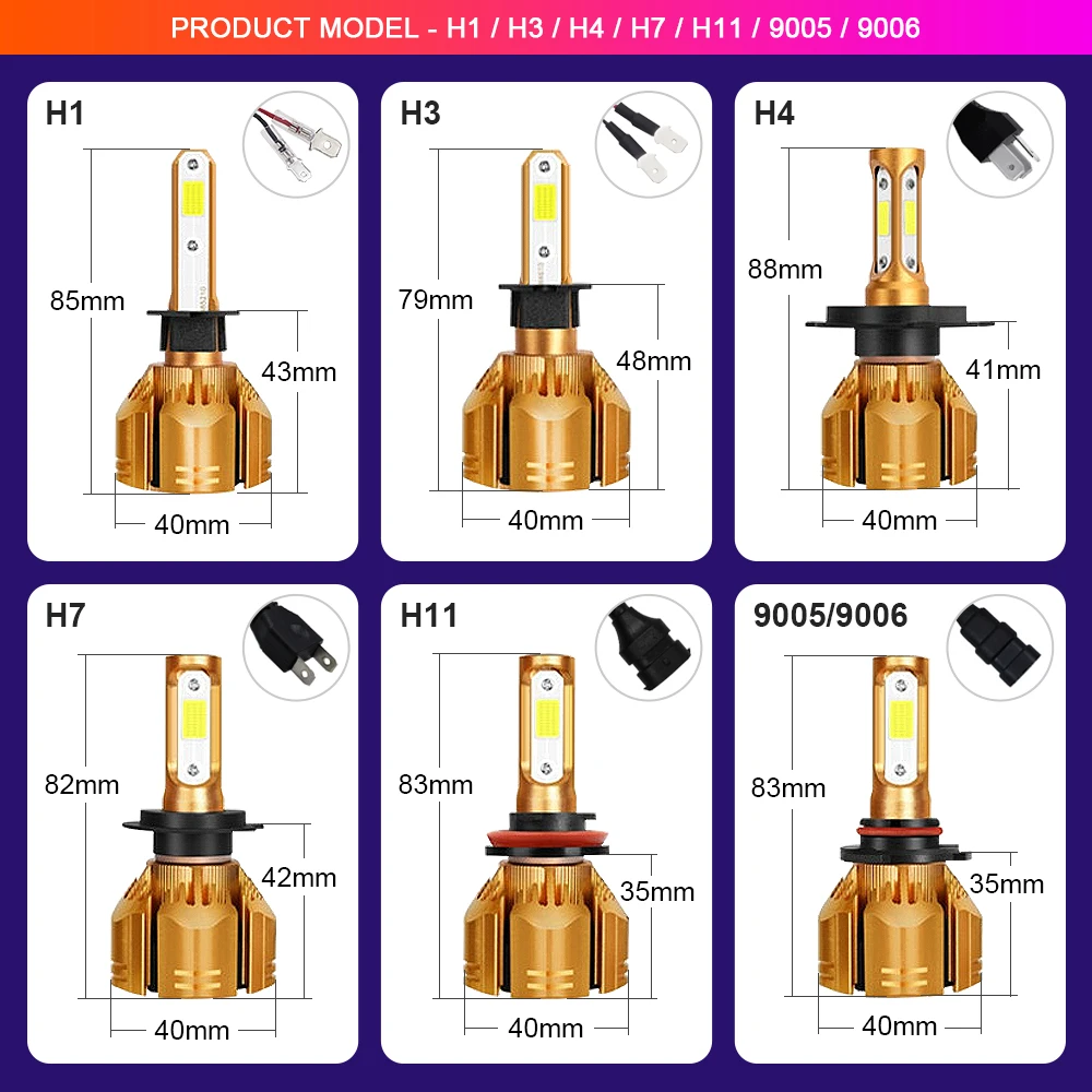 EURS H7 светодиодный H11 H4 Hi/короче спереди и длиннее сзади) H1 H3 H8 HB3 HB4 HB5 H13 H16 Автомобильные фары 3000K 4300K 6000K 8000K 25000K COB G8 светодиодный свет лампы