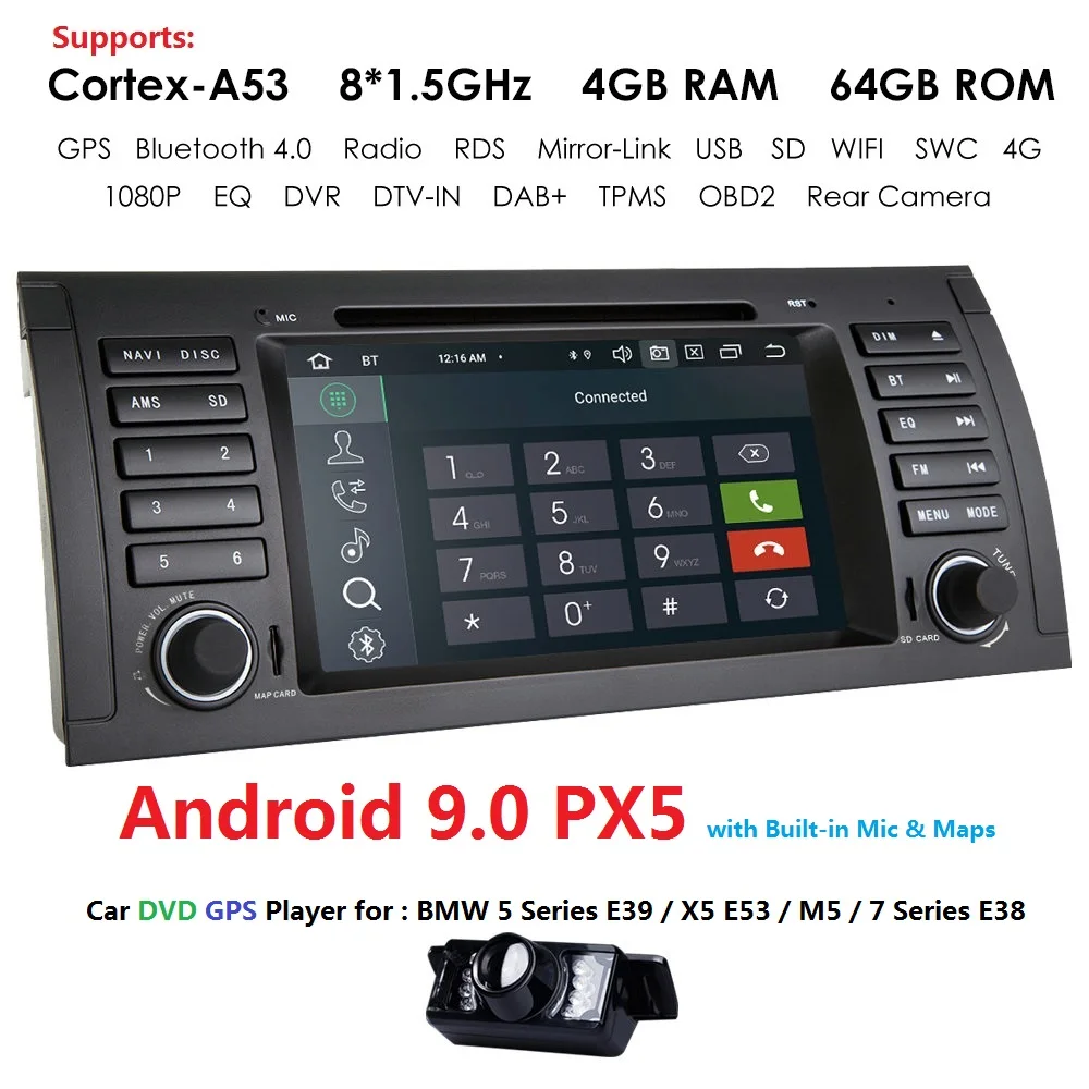 

hizpo Car Multimedia Player 7''Android 9.0 GPS Stereo System For BMW/E39/X5/E53 4G Wifi FM AM Radio IPS dvd automotivo canbus BT