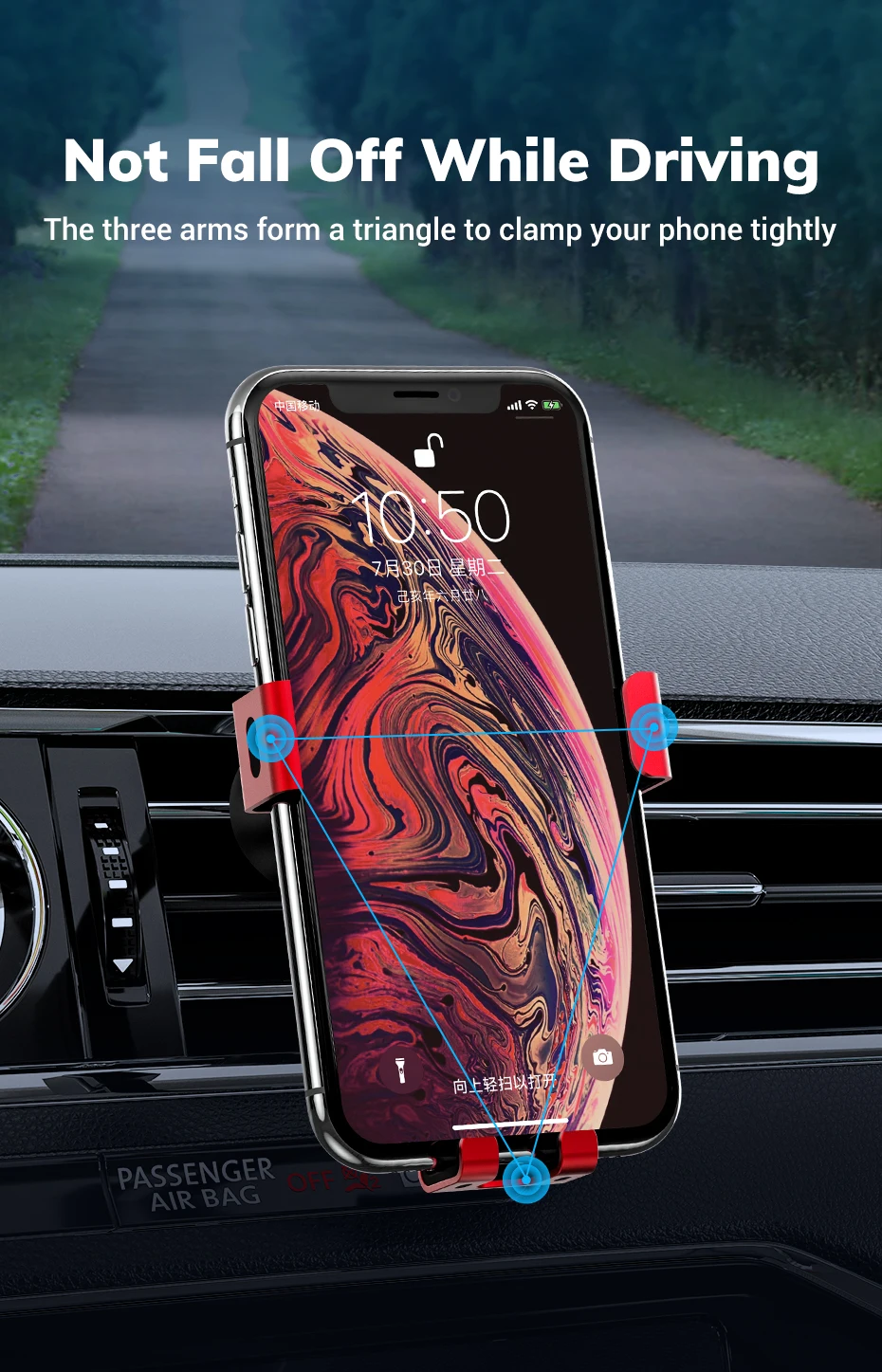 TOPK D17 алюминиевый сплав Gravity Air Vent Автомобильный держатель для телефона для iPhone 11 Pro Xs Max Xiaomi huawei samsung мобильный телефон Hol