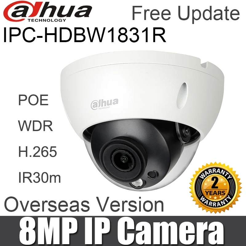 Dahua DH-IPC-HDBW1831R 8MP IP камера H.265 WDR водонепроницаемый Vandalproof IR 30 м POE IP67 IK10 купольная сетевая камера CCTV Cam