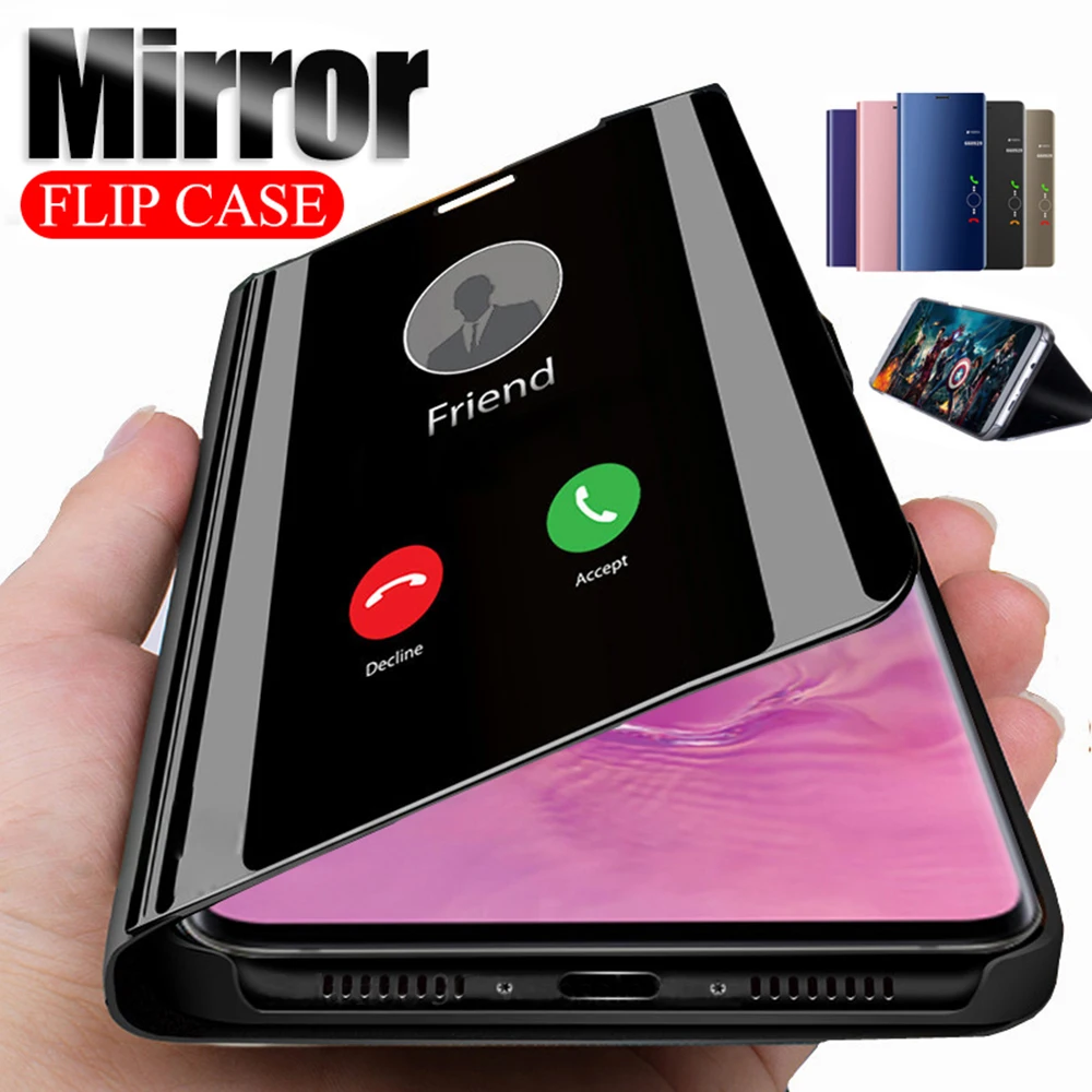 

Smart Case For Samsung Galaxy Note 10 S9 S8 Plus S10e S7 S6 Edge Mirror View Leather Flip Cover For Samsung Galaxy S10 5G Case