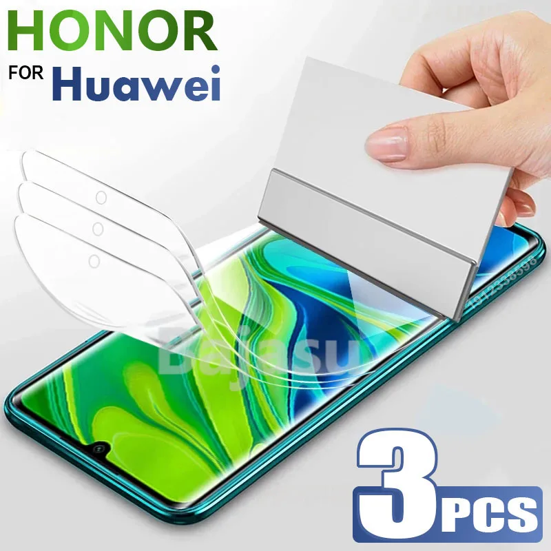 3Pcs Hydrogel Sulla Protezioni Di Schermo Per Honor 10 Lite 10I 8X 20 9X 50 60 70 Pro Pellicola Idrogel Per Huawei P50 P40 P30 P20 Lite Pro Non Vetro 