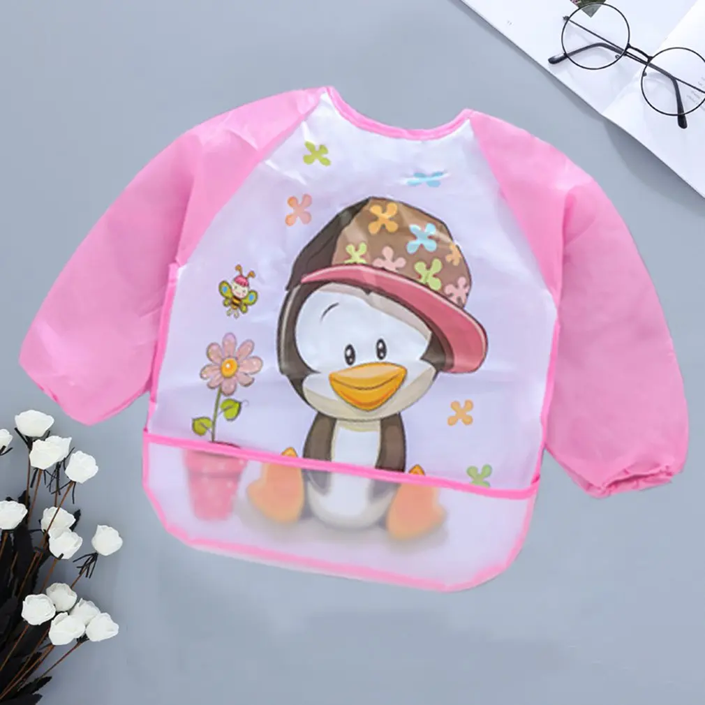 

Fashion Boys Girls Baby Dress Cartoon Waterproof Bib Dress Long Sleeve Shirt Casual Kids Clothing for Painting
