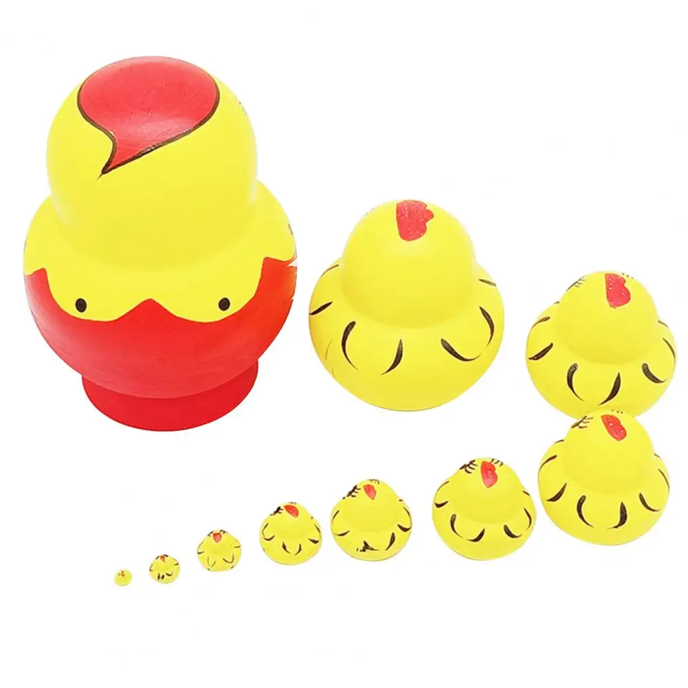 1 Set Ten Layers Russian Dolls Cartoon Chick Animal Design Home Decor Matrioska Toy for Child Gift