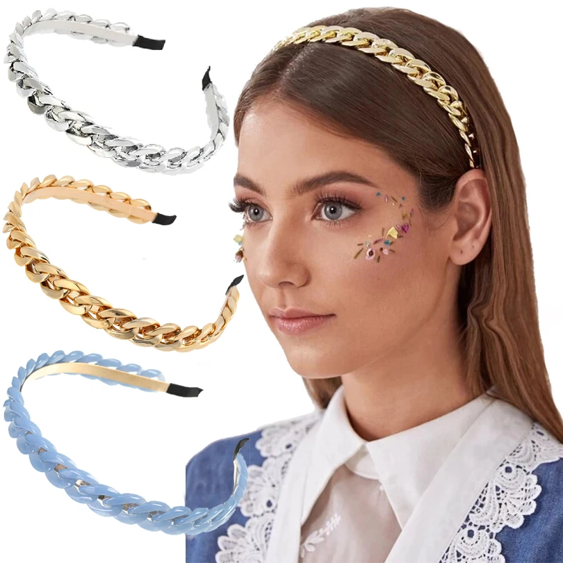 FORWOT Diadema cadenas para mujer, bandanas elásticas, diademas para pelo, accesorios para el cabello para niña, adorno para el cabello de Metal elegante|Accesorios para el pelo de mujer| -