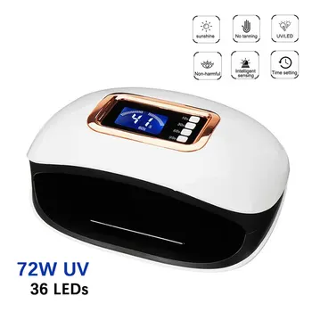 

72/36W Nail Dryer Manicure Curing Nail Gel Polish UV Lamp LED Nail Lamp With 36/12 LEDs Two Hand Lamp Auto Sensor Time Display