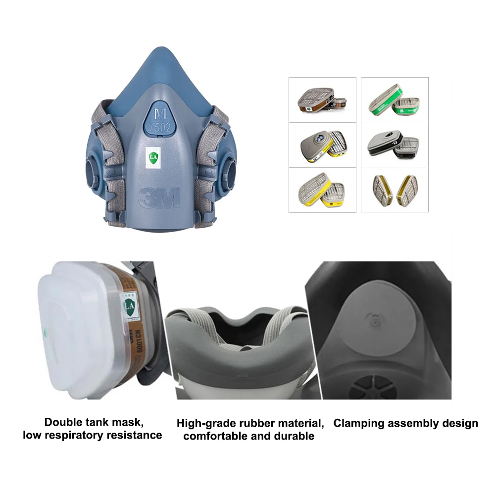 Mascara 3M 7502 protección ante pintura pulverizar seguridad química anti polvo