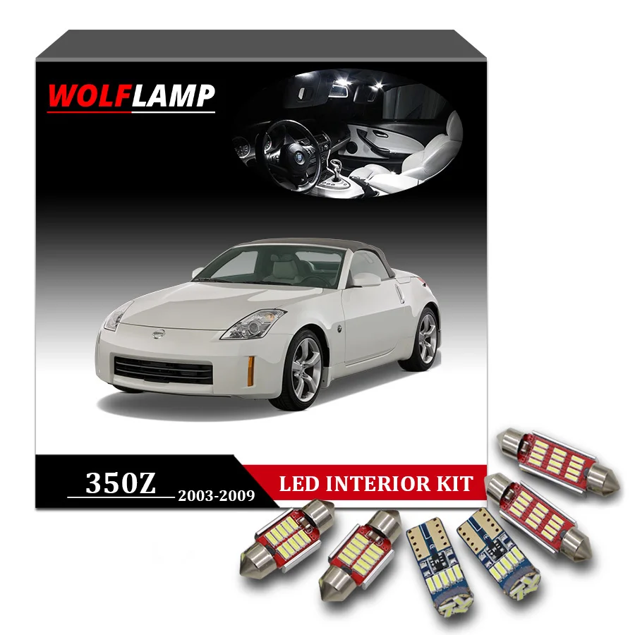 Wolflamp 7 шт. супер яркие белые светодиодные с Canbus лампы для декора автомобиля для 2003-2009 Nissan 350Z карта свет крышки багажника номерных знаков Лампы