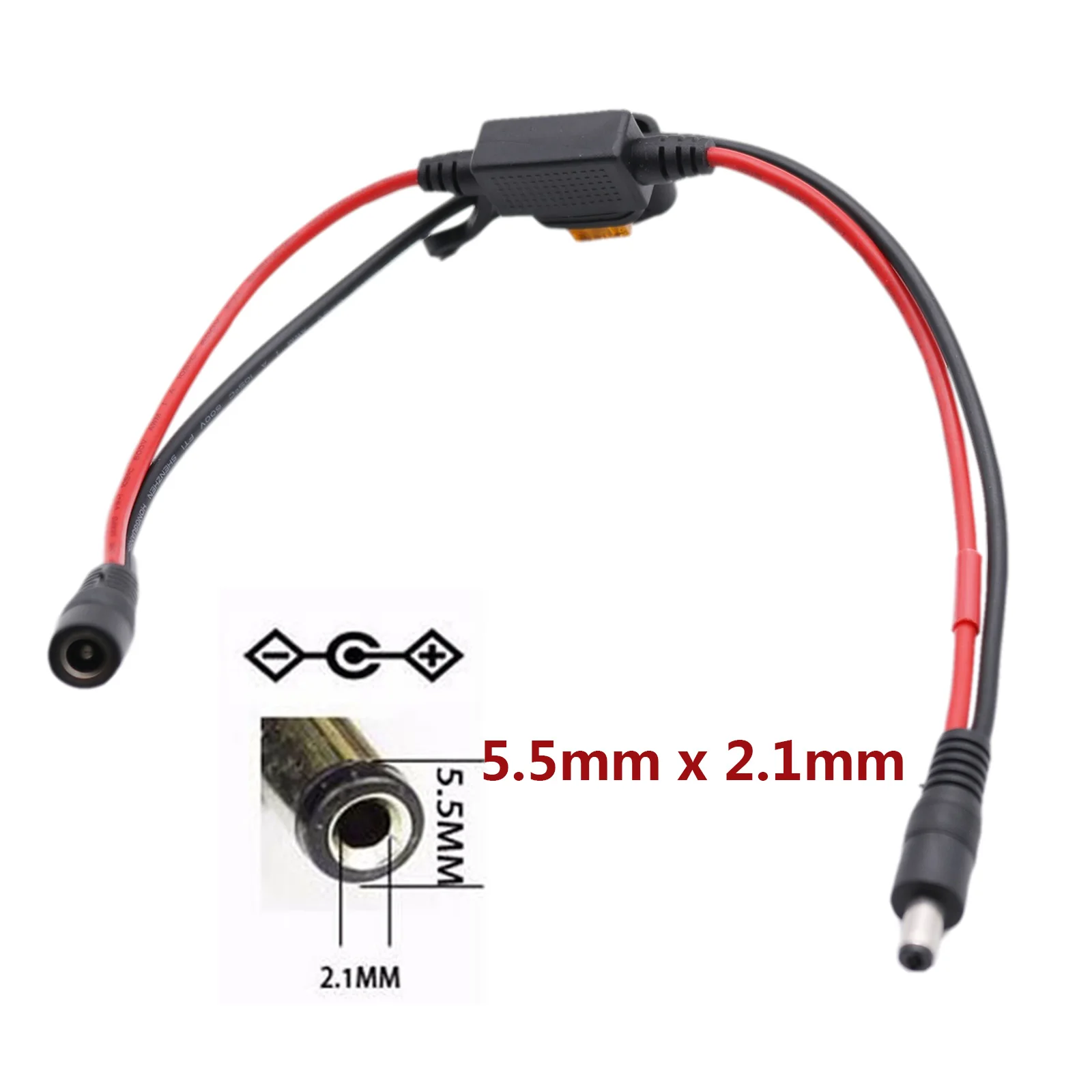 10 шт. 14AWG DC 5 мм x 2 1 штекер-гнездо Кабель питания с предохранителем 5A для