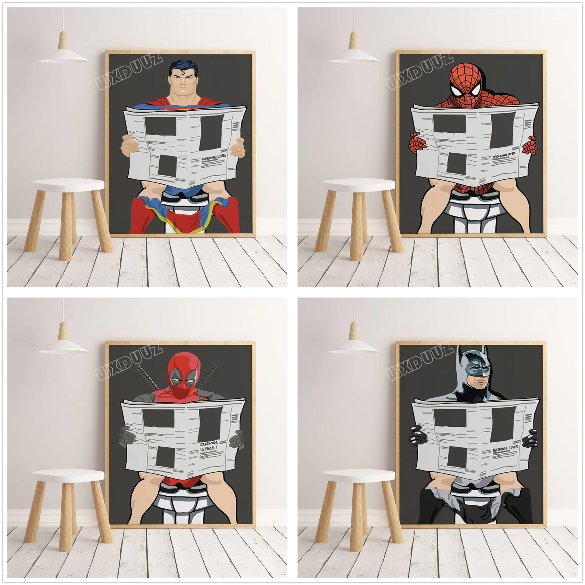 

Cartoon Superhero Batman Spiderman Decoration Wall Art Painting Movie Wall Picture Bathroom Toilet Kids Room canvas painting 330