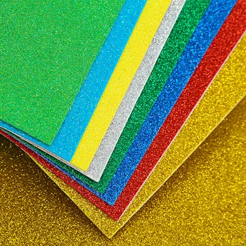 

10pcs A4 DIY Foam Glitters Foam Paper craft Gold Powder Glitter Color Funky Gold Powder Foam Sheet Wedding Party Xmas decor