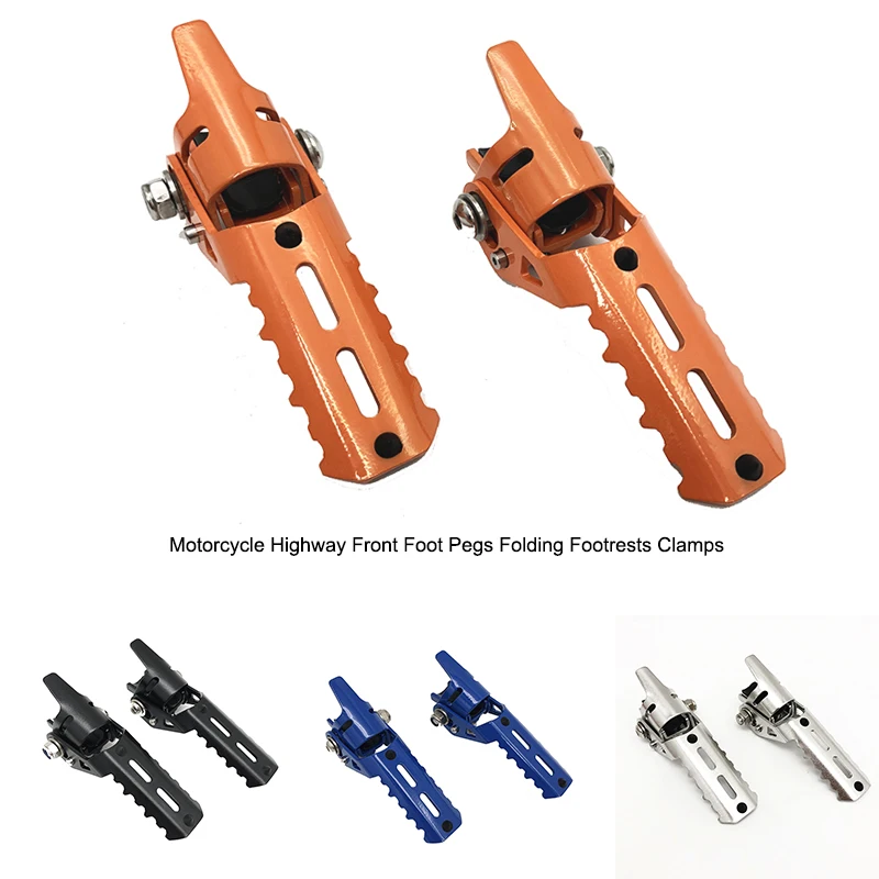 Motorcycle Highway Front Foot Pegs Folding Footrests Clamps 2225mm For