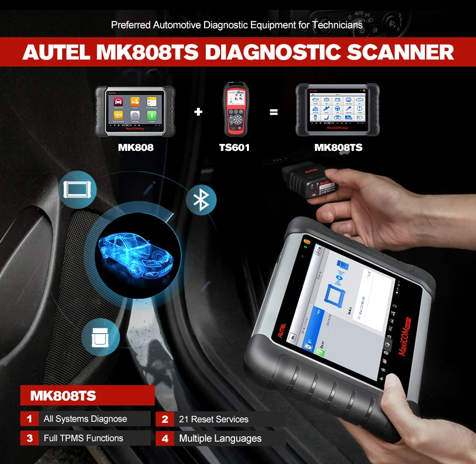 Autel MaxiCOM MK808TS MK808BT OBD2 сканер инструмент для диагностического сканирования