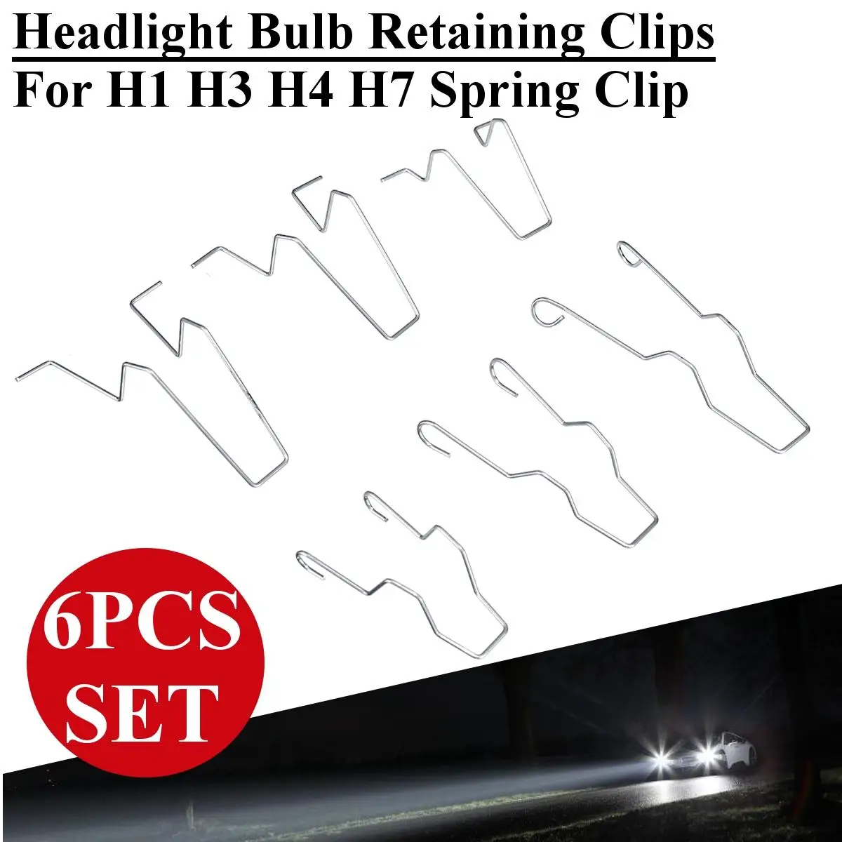 

Set of Car Headlight Headlamp Light Bulb Retaining Clips For H1 H3 H4 H7 Spring Clip
