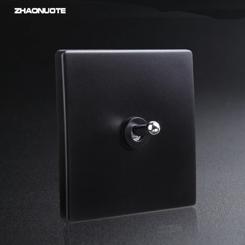 Wall Light Toggle Switch 1-4 Gang 2 Way Black PC Matte Panel Silver Brass Lever for Home Improvement | Обустройство дома