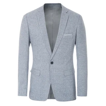 

Men One-Button Blazer Coat Office Wear Work Business Long Sleeve Notch Lapel Back Split Casual Formal Coat Male Clothing