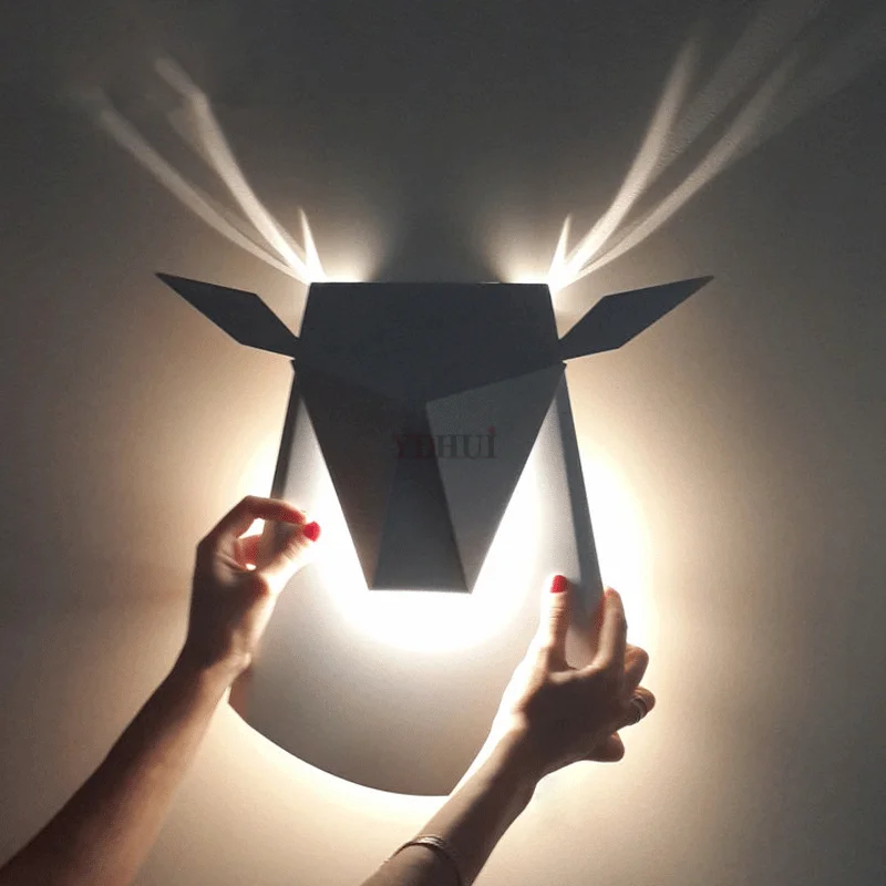 Скандинавский постмодерн светодиодный светильник, настенный светильник, прикроватная лампа, посылка, коридор, креативная настенная лампа с оленем, настенные лампы ручной работы