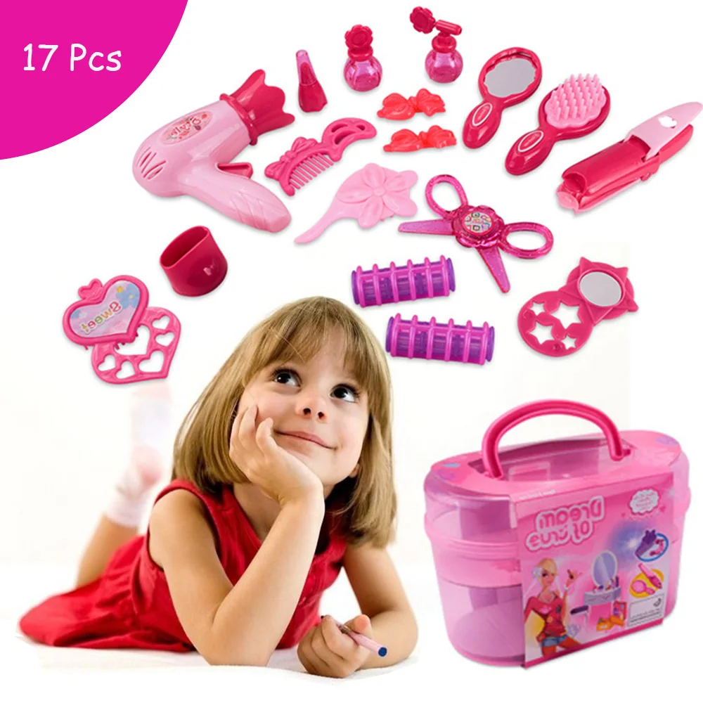 Pretend Play Makeup and Hair Dressing Set for Dolls