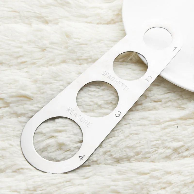 Easy Clearing Pasta Ruler Measuring 4-hole Western Restaurant Stainless Steel Spaghetti Measurer Cooking Supplies Control Tools