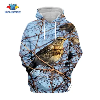 

SONSPEE Fashion Sweatshirts Men Sweatshirt Hoodies 3D Animal Bird Sparrow Pullover Hoodie Casual Unisex Streetwear Hooded Shirts