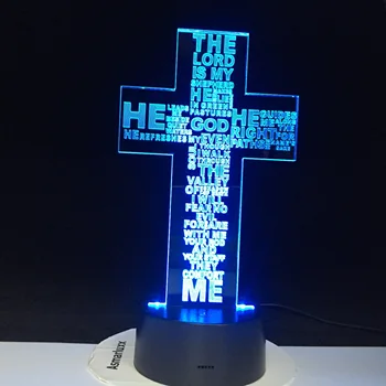 

Jesus Christ Cross USB 3D LED Night Light Gifts Desk Table Lamp Bedroom The Lord Is My Shepherd Bible Book Lamp Dropshipping