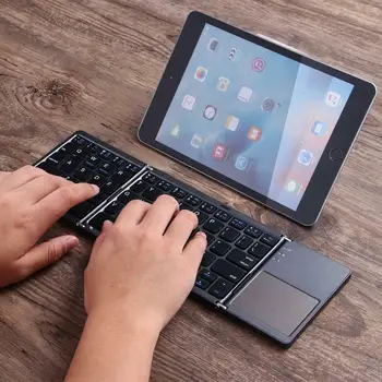 

ET SJ-1 Mini Folding Bluetooth Keyboard Wireless Keypad with Touchpad 3-Foldable for IOS iPad Android Tablet Windows Phone PC