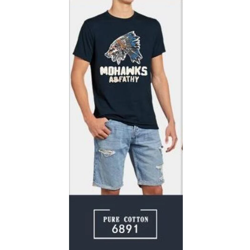 6891NavyBlue Коллекция, Мужская футболка, хлопок, высокое качество, футболка, известный бренд, ограниченная серия, повседневные мужские футболки в стиле хип-хоп с принтом, футболка, топ - Цвет: 6891NavyBlue