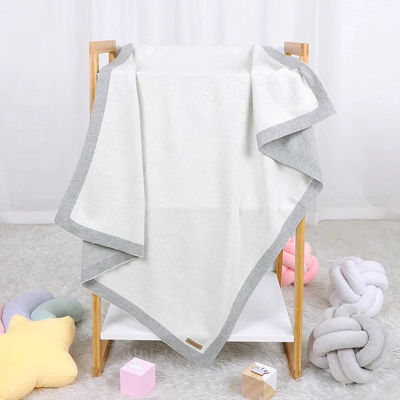 Infant Baby Blanket 100%Cotton Knit Newborn Girl Boy Plaid Bed Basket Crib Solid Quilts Toddler Stroller Wrap Swaddle Super Soft 3
