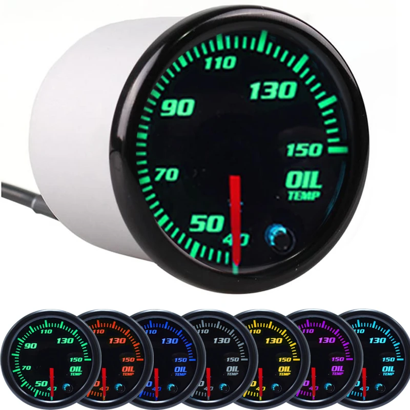 3 Gauge Set GlowShift 52mm Black 7 Color Boost & Oil Pressure & Air