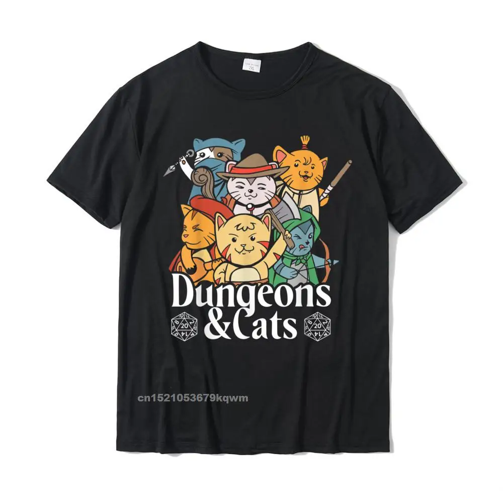 Leisure Tops Shirt Family O Neck Printed Short Sleeve 100% Cotton Men Top T-shirts Family Sweatshirts Drop Shipping Dungeons and Cats RPG D20 Fantasy Roleplaying Gamers T-Shirt__5244 black