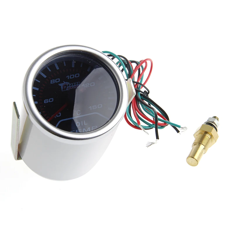 

Universal 2" 52mm Car Smoke Lens LED Pointer Oil Temp Temperature Gauge Meter