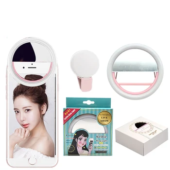 

Mobile Phone Light Clip Selfie LED Auto Flash For Cell Phone Smartphone Round Portable Selfie Flashlight Makeup Mirror
