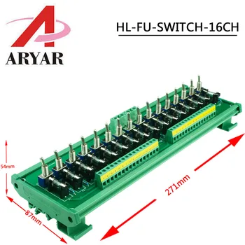 

12V 24V power distribution 16way PCB board terminal block with switch for power supply electricity current wiring LED switch