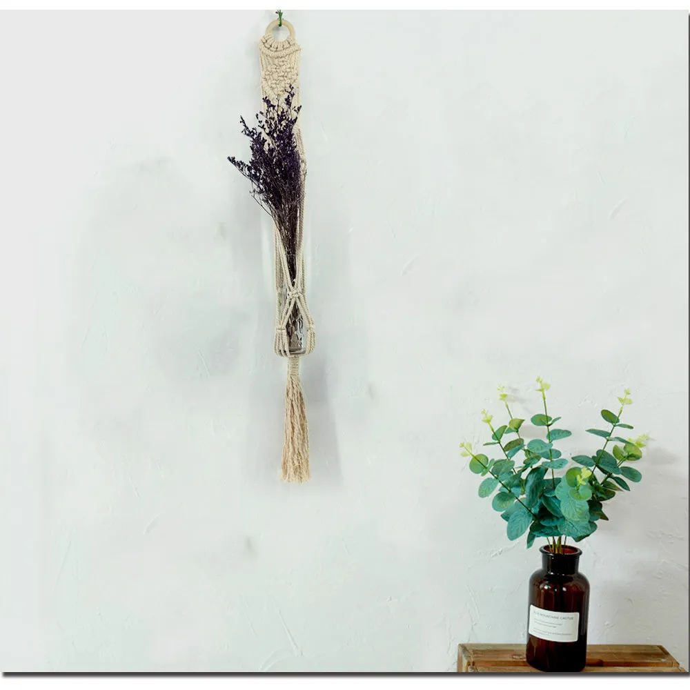 Стиль богемного переплетения гобелен висячая корзина Простой Настенный декоративный цветочный горшок струнная сумка настенная декоративная подвеска MS7220