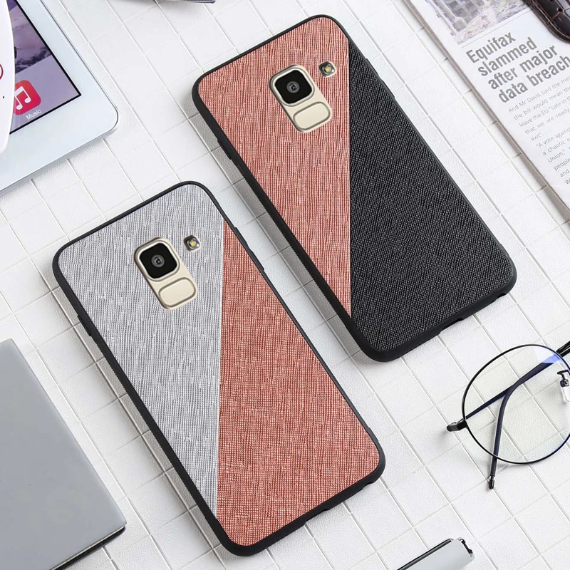 Etui чехол для samsung Galaxy J6 Plus 2018 j6plus тканевая ткань Texure Bumper SiIicone на рамке бампера