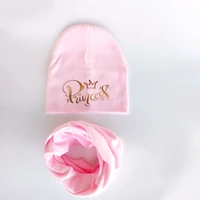 goldren letter printed Baby Hats scarf set for Girls Kids Hat Baby Boy Hat Cotton Children Scarf Collar Infant kids scarf 3