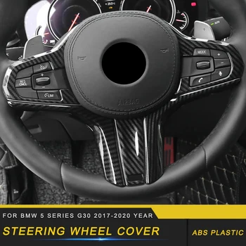 

Car Accessories Steering Wheel Button Cover Trim Frame Sticker ABS Carbon Interior Decoration for BMW 5 Series G30 2017-2020