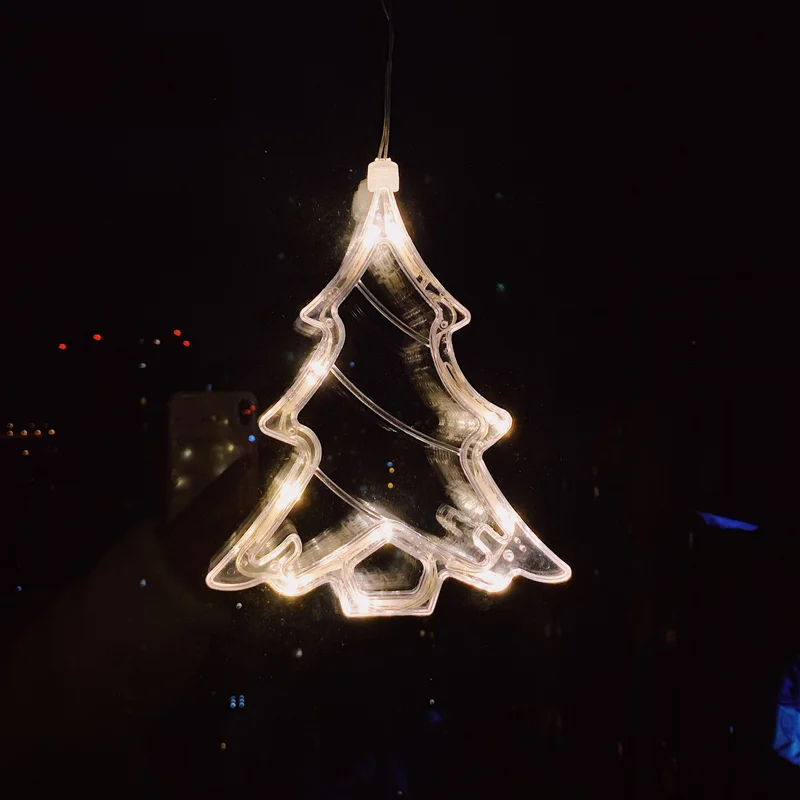 Christmas tree Led Рождество макет комнаты украшения огни праздничный присоска кулон - Испускаемый цвет: Christmas tree