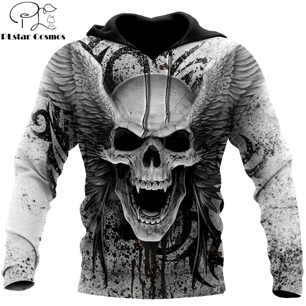 Crazy Skull With Angel Wings 3D All Over Printed Unisex Deluxe