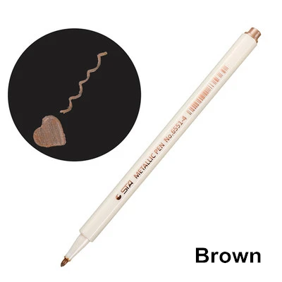 Продвижение рисунок маркер для рисования ручки металлический цвет ручка для черной бумаги художественные принадлежности маркер канцелярский материал ручка для подписи - Цвет: A-brown