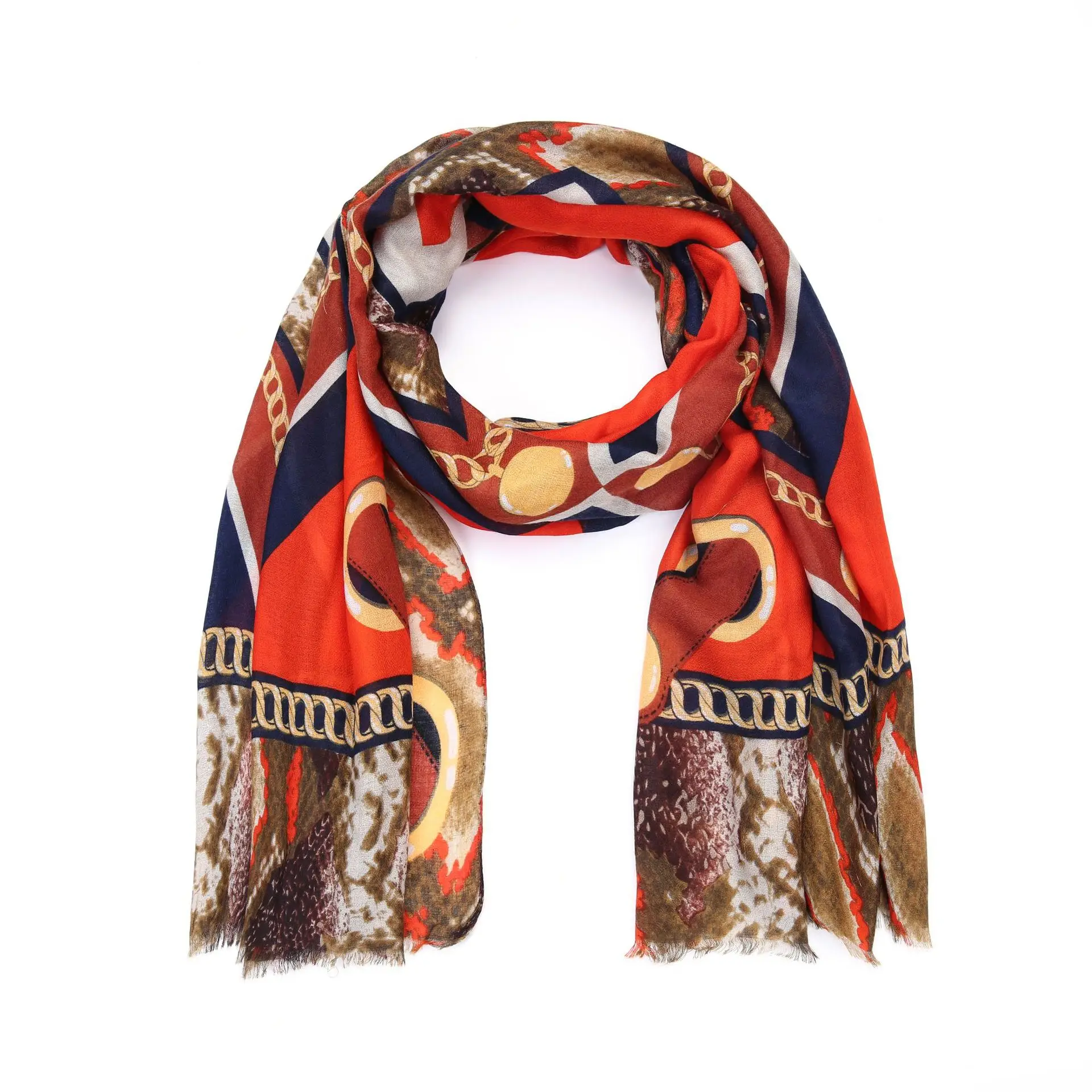 

New Style Autumn And Winter Snakeskin Leather Belt Chains Imitation Linen Long Models in Europe And America WOMEN'S Scarf