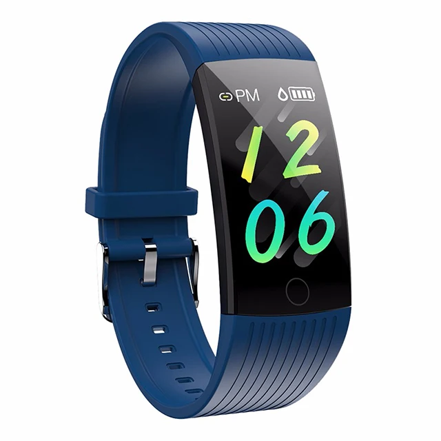 Blue Q18 смарт-браслет 1,14 дюймов фитнес-трекер Смарт-браслет IP68 водонепроницаемый мужской женский пульсометр браслет для IOS Android - Цвет: Blue