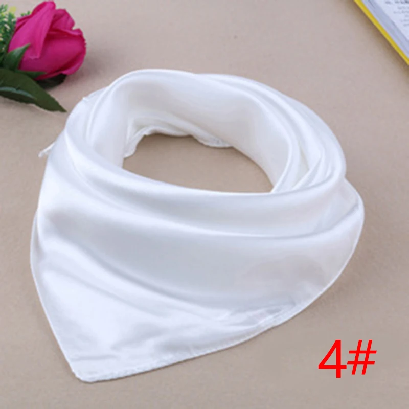 60cm*60cm Women Silk Feel Satin Square Scarf Small Plain Neckerchief Scarf Bandana 5