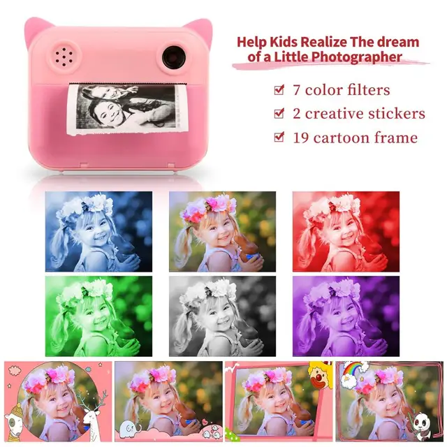 Kid Instant Print Camera Child Photo Camera Digital 2.4 inch Screen Children's Camera Toy For Birthday Christmas Gift 3