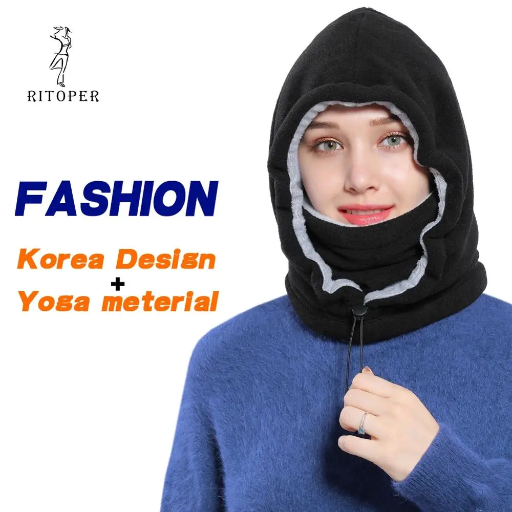 Skup RITOPER kobiety wiatroszczelna narty Snowboard Skullies twarzy czapki mężczyźni zagęścić kominiarka polarowa czapki zimowe głowy cieplej czapka jazda na snowboardzie